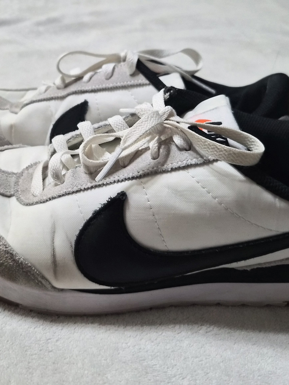 Women's White and Black Retro Sneakers